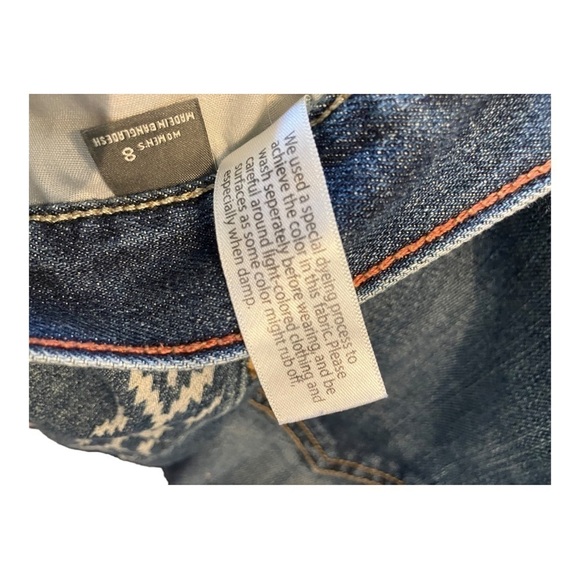 Eddie Bauer Boyfriend Jeans Specially Dyed Medium Wash Side Pattern Lowrise 8 - Picture 7 of 9